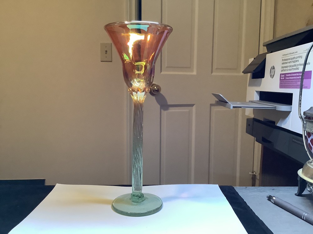 Rick Strini Artist Signed Hand Blown Art Glass Wine Goblet