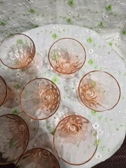 ANTIQUE 8PC CORDIAL/SHOT GLASSES DRAPE/LOOP OPTIC