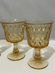 Set 4 VTG amber gold yellow stemmed wine juice glasses Noritake Perspective