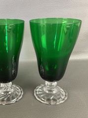 Colonial Dame, Fostoria Glass Co, Green/Clear, Ftd Tumblers, (3), c 1950’s, ExCd