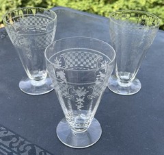 Fostoria Elegant Glass Etched Washington 12 oz Iced Tea Footed Tumblers Set of 3