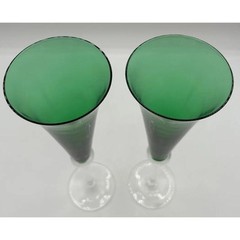 Lenox 1998 Champagne 11″ Holiday Gems Toasting Flutes Emerald Set of 2 U249