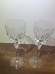 Set Of (2) Lenox ‘Opal Innocence’ Wine Glasses 9” Tall