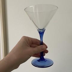 Libbey Martini Glasses Domaine Blue Tulip Clear Cobalt Blue Stems Pair Of 2