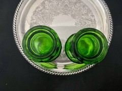 (2) Beautiful Vintage Anchor Hocking Georgian Emerald Green Hi Ball 8 Oz Glass