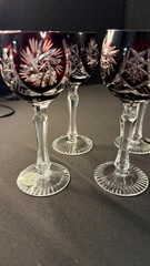 VInatge Set of 4 Ruby Red Cut to Clear Hungarian Wine Goblets