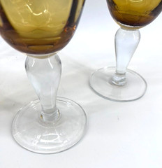 Beveled Goblets Amber Gold Stemmed Wine Glass Set of 4 MCM – Artland? 7.6″ tall