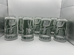 9-PC Hazel Atlas Wedgewood Green Egyptian Tumblers 8 Cups And Carrier RARE Set