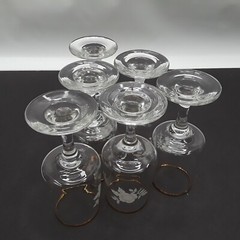 Vintage Gold Rim Stemmed Cordial Glasses Applied Roses EUC