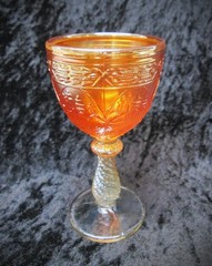 Antique Fenton Sailboats Golden Carnival Glass Wine or 4 1/2″ Cordial plus M Cup