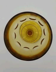 Bartlett Collins Amber Thumbprint Footed Stemmed Water Goblet Set of 4