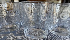 5 Vintage Pasabahce Mirage Lowball Glasses Bubble Circle Optics Dots 4” Turkish