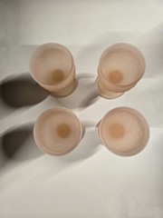 FROSTED PINK LEAF PATTERN GOBLET/CANDLEHOLDER-TIARA-SET OF 4-Free Shipping