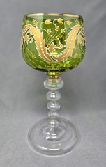 Bohemian Moser Style Chalice Hand Enameled C. 1910