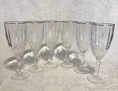 Noritake Crystal Stenmark Gold Rim Water Goblets 8 3/4”set of 6