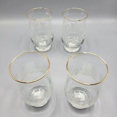 Libbey Christmas Glasses Set Of 4 Holly & Berry Design With Gold Rim Made In USA