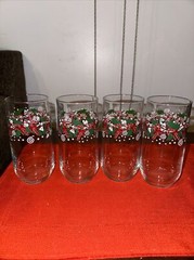Vtg Candy Cane Set Of 4 Tumblers Perfect Condition.