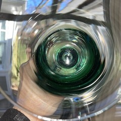 Vintage Tall Stemmed Green Glass Goblets Flare Top Mouth Blown Choice Of 2 Color