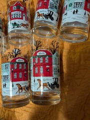 Libbey Christmas Village Glasses Tumbler Winter Scene Set of 6