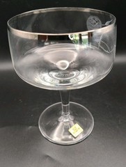 3 Vintage Forest West Germany Rose Etched Crystal Champagne Coupes – Silver Rim