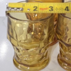 Vintage Anchor Hocking Georgian Amber Yellow Honeycomb 3in Flat Glass Set of 3
