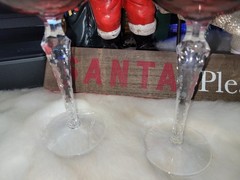 Vintage Nachtmann Traube Cranberry Lead Crystal tall hock wine glasses Set Of 2