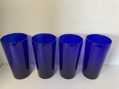 MCM Set of 4 Libbey FLARE COBALT BLUE 17.25 OZ Glass Tumbers
