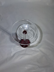 3 Hand Blown Crystal Ruby Red Mini Wine Glasses Goblets w/Clear Stem RARE Decor