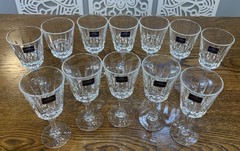 (12) Cristal D’Arques France CHANTELLE Lady Victoria Cut Crystal Cordials 4 3/8″