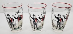 Vintage set of 3 1940s 1950s Libby Pickwick Tumbler Highball Tavern Glasses