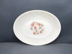 Anchor Hocking Glass Fire King Fleurette Pattern Oval Serving Platter 12″