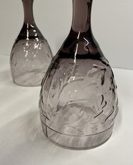Set Of 2 Vintage Libbey Garden Vine Amethyst Purple Stem Water Goblets 12 oz