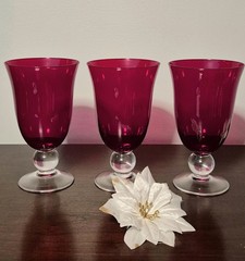 3 Lenox Holiday Gems, Ruby Wine/Water Goblets (6 3/4”) Delicate