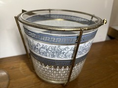 MCM 1950s Corinthian Hellenic Grecian Blue Jeanette Glass Barware Set 9-pc Set