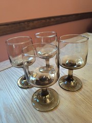 Vintage Libbey Tawny Accent Smoke Brown Wine Glasses 6oz Set of 4 MCM Pedestal