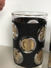 Set of 2 Vintage Mid Century Modern Black And Gold Glasses W/ Georgia Gold 1830