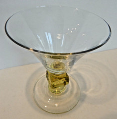 Vintage 1950s Bryce Handblown Crystal Cocktail Glasses Cube Stem Yellow