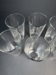 Libbey HOOPS Crisa Clear Ribbed Tumbler Glasses Set of 6 6”