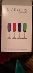 Waterford Marquis Flute Glasses Vintage Jewels Crystal Green, Red, Blue,Purple