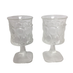 Set of 2 Vintage Noritake Spotlight Clear 6″ Teardrop Footed Glass Goblets MCM