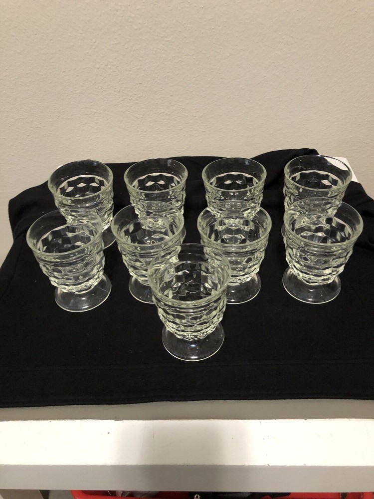 9 Colony Whitehall Cubist Clear Flared Footed Iced Tea Glasses RETIRED VTG