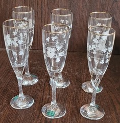 Eamon Glass Set of 6 Liqueur Glasses Ireland Crystal – Etched Shamrock