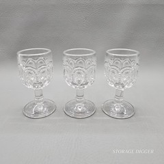 Vintage 3 Clear Manganese Glass Moon and Star Palace Wine Water Glass 5.5″
