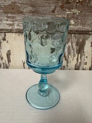 EAPG Teal Inverted Thumbprint Honeycomb Water Wine 6.5 Inch Goblet