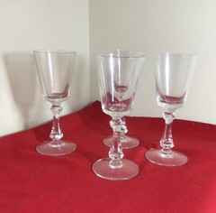 SET OF 4 VINTAGE CAMBRIDGE «CORINTH» OPTIC CUT CRYSTAL CORDIAL GLASSES 5-3/4”