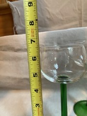 Vintage Luminarc Green Stem Wine Glasses Set of 5 French Mid Century Goblets