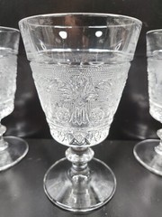 12 Duncan Miller Sandwich Clear 8 Oz Water Goblets Set Vintage Scroll Etched MCM