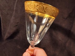 3 Tiffin Franciscan Glass Goblets Paneled Gold Band