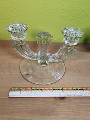 Double Light Candle Holders Tiffin-Franciscan Elegant Cut to Clear 20th Century