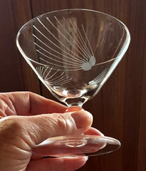 Javit Moonbeam Cut Crystal Cordial Champagne Goblet MCM Dots Lines Comet Sherbet